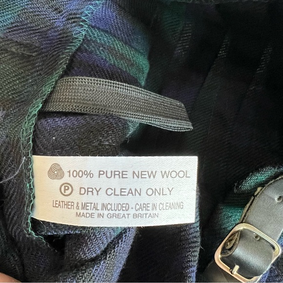 Highland Home Industries Wool Wrap Skirt Womens 12 Green Navy Plaid Scotland - Picture 6 of 10